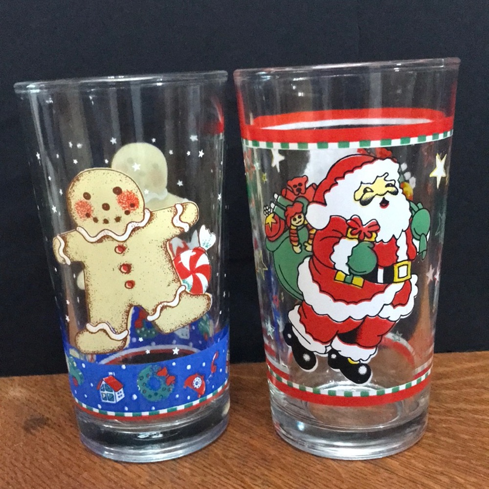 Vintage Libby Christmas Winter Drinking Glasses Tumblers Set of 2 10 oz